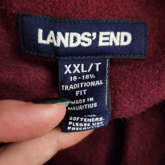 Land's End Big Casual Button Down Maroon Cotton Shirt | Men's XXL/T - Picture 11 of 15
